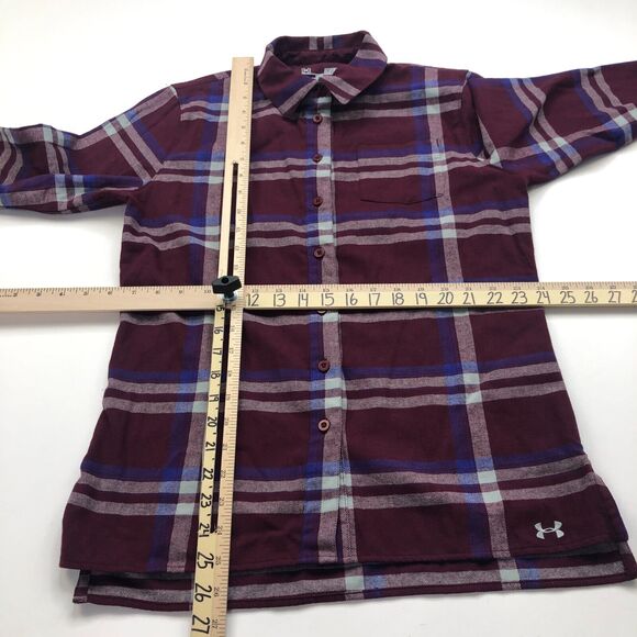 Under Armour ColdGear Small Red Light Flannel Button LS Multicolor Plaid Shirt - Picture 2 of 11